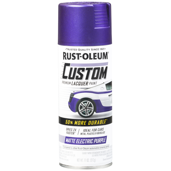 Rust-Oleum Automotive Premium Custom Lacquer Spray Paint, Matte Electric Purple, 11 oz. 340567